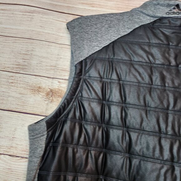 Adidas Golf Mens Puffer Vest Size M Black Gray 1/2 Zip Sleeveless Jacket Pockets - Picture 12 of 15